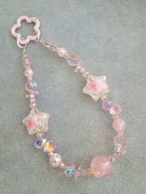 Pink and Rose Beaded PhoneBracelet/ Bag Charm